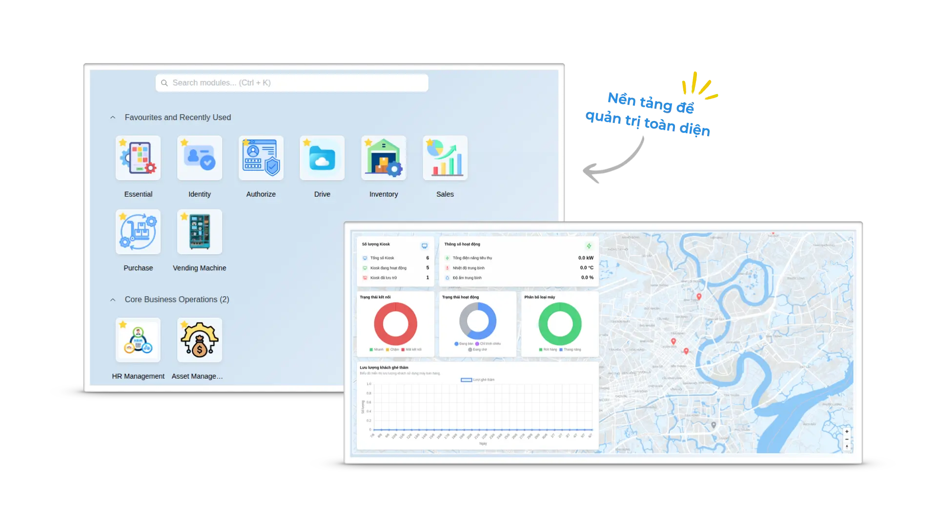 Giao diện phần mềm quản lý máy bán hàng tự động Core Vision
