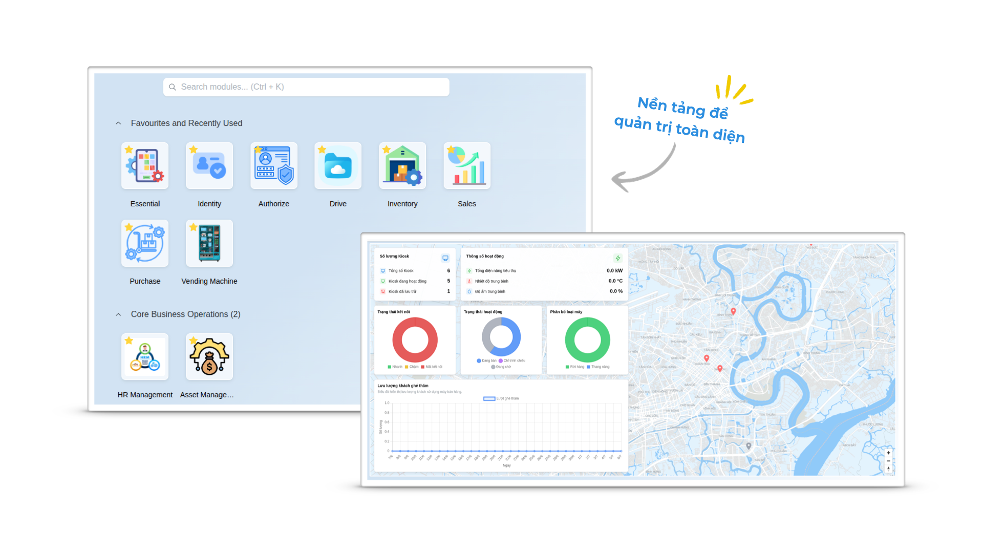 Giao diện phần mềm quản lý máy bán hàng tự động Core Vision